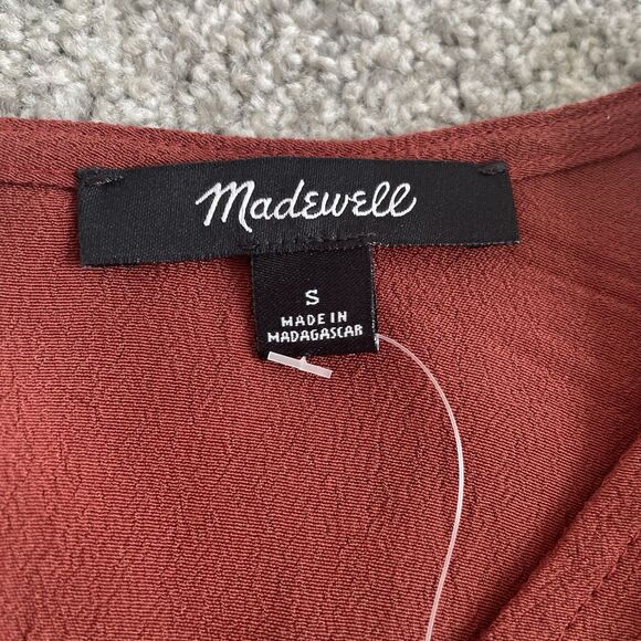Madewell Rhyme Top Blouse Dark Rust V-Neck Swing Viscose Women’s Size Small New - Picture 5 of 10